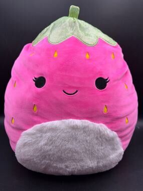 Squishmallows Mimi Strawberry 14”Hot Pink Metallic Green Plush Kellytoy No Tag